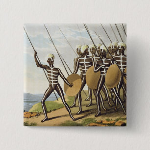 Warriors of New South Wales, gegraveerd door Matth Vierkante Button 5,1 Cm