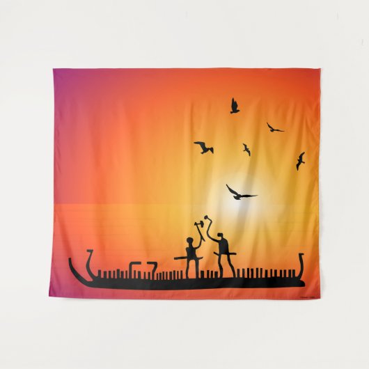 Warriors Petroglyphs Viking Ship Wandkleed (Voorkant (horizontaal))