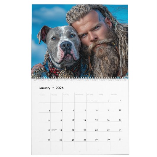 Warriors & Pitbull Dog Heroes Kalender (Jan 2026)