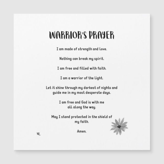 WARRIOR'S PRAYER MAGNET (Voorkant)