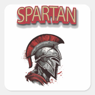 Warrior's Pride - Spartaanse helm met rode pluim Vierkante Sticker