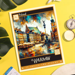 Warsaw, Polen    schilderij Briefkaart