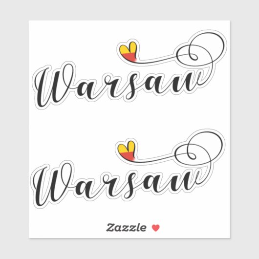 Warschau Flag Heart, Warschau Sticker (Vel)