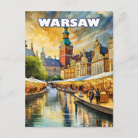 Warschau, het bloeiende hart van Polen Briefkaart (Voorkant)
