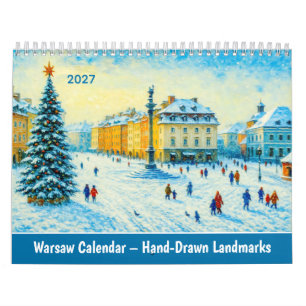 Warschau Kalender – Met de Hand Getekende Landmerk