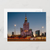 Warschau Nacht Cityscape Paleis van Cultuur Briefkaart (Voorkant / Achterkant)