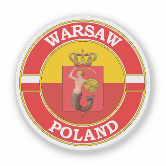 Warschau Polen Cirkel Embleem Sticker (Voorkant)