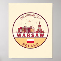 Warschau Polen City Skyline Emblem
