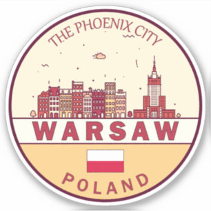 Warschau Polen City Skyline Emblem Sticker