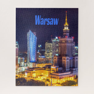 Warschau Polen Night Skyline Warschau Spire Legpuzzel