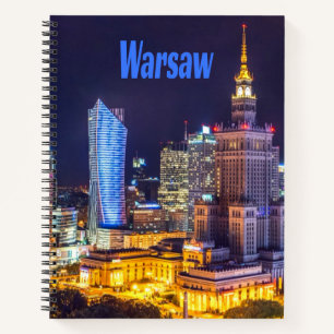 Warschau Polen Night Skyline Warschau Spire Notitieboek