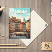 Warschau Polen Travel Art Vintage