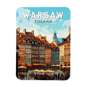 Warschau Polen Travel Art Vintage Magneet