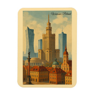Warschau Polen Vintage Travel Art Magneet