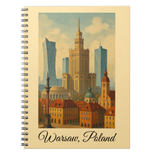 Warschau Polen Vintage Travel Art Notitieboek