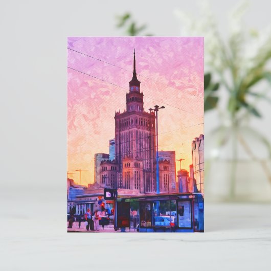 Warschau Polen Waterverf Illustratie Kaart (Staand voorkant)