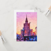 Warschau Polen Waterverf Illustratie Kaart (Voorkant / Achterkant in situ)