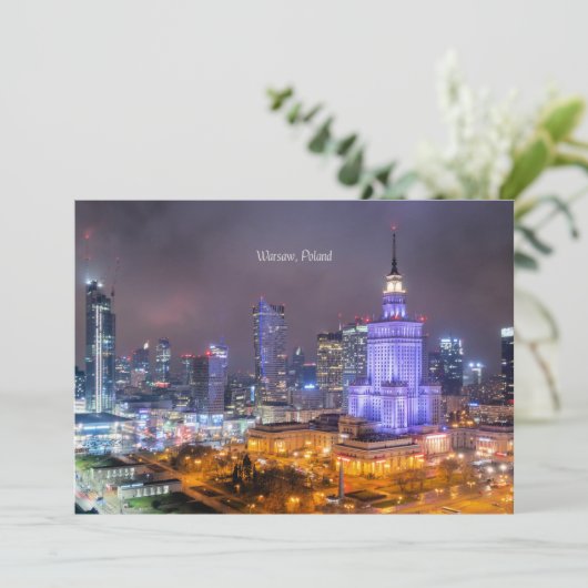 Warschau, Poolse skyline-foto, Kaart (Staand voorkant)