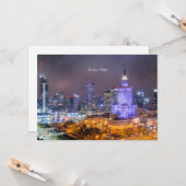 Warschau, Poolse skyline-foto, Kaart (Voorkant / Achterkant in situ)