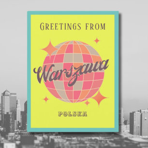 Warszawa Warschau Polen kleurrijk wenskaart Briefkaart