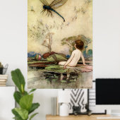 Warwick Goble Waterbaby op een Waterlelie Poster (Thuiskantoor)