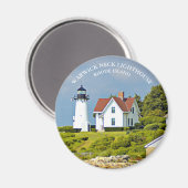 Warwick Neck Lighthouse, Rhode Island Round Magnet Magneet (Voorkant / Achterkant)