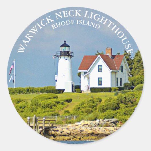 Warwick Neck Lighthouse, RI Round Sticker (Voorkant)