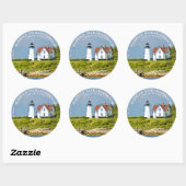 Warwick Neck Lighthouse, RI Round Sticker (Vel)