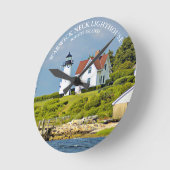 Warwick Neck Lighthouse, RI Round Wall Clock Ronde Klok (Hoek)