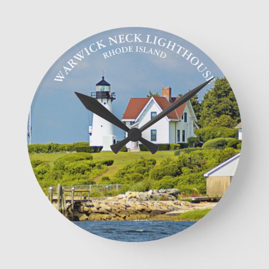 Warwick Neck Lighthouse, RI Round Wall Clock Ronde Klok (Voorkant)