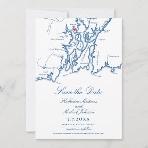 Warwick RI Elegante Navy Blue Wedding Save The Date