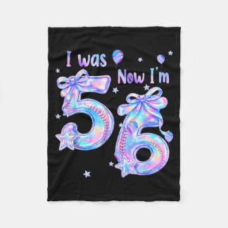Was 5 6 Honkbal Fans 6e Verjaardag Meisje Cute Bow Fleece Deken
