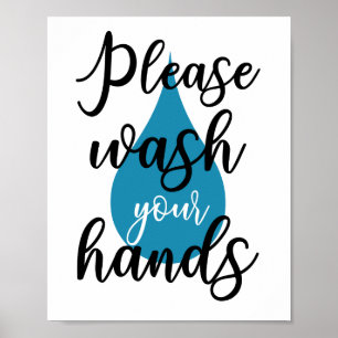 Was alsjeblieft je handen, badkamer poster