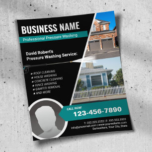 Was de druk Waskracht Blauwgroen huis reinigen Flyer