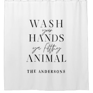 Was je handen met vuile, grappige typografie douchegordijn