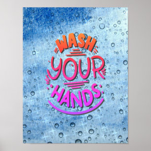 Was uw handen 2020 Bathroom Hygiene-teken Poster