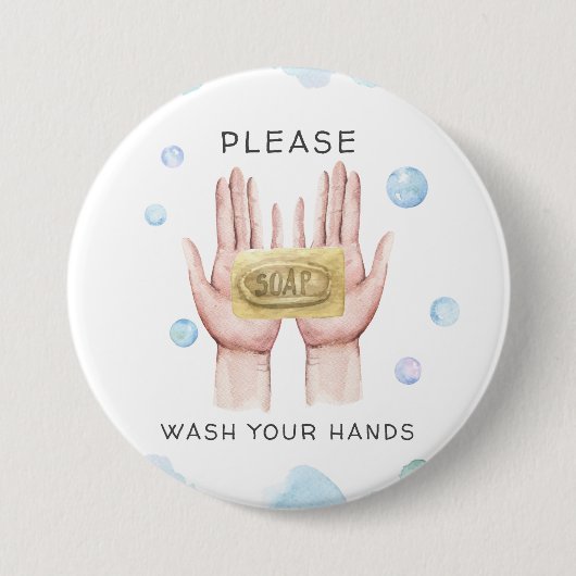 Was uw handen | Button Waterverf illustratie (Voorkant)
