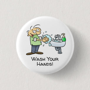 Was uw handen Cartoon Ronde Button 3,2 Cm