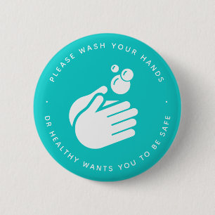 Was uw handen - Hand wassen Doctor Health & Griep Ronde Button 5,7 Cm