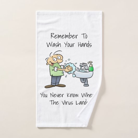 Was uw handen Hygiene Reminder Cartoon Handdoek (Handdoek)