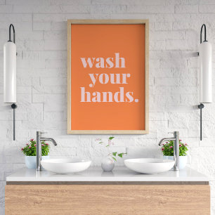 Was uw handen kleurrijke tekst - Bathroom Kitchen Poster