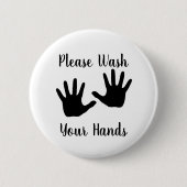 Was uw handen Pinback Button Pin (Voorkant)