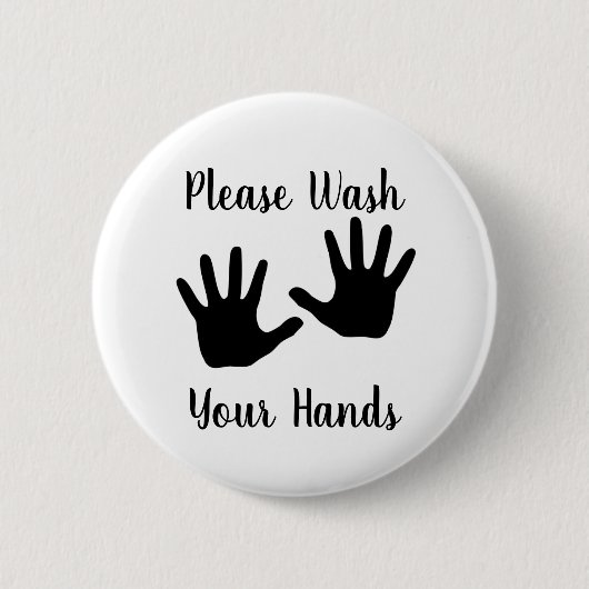Was uw handen Pinback Button Pin (Voorkant)