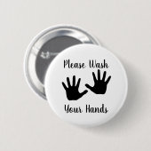 Was uw handen Pinback Button Pin (Voorkant /achterkant)