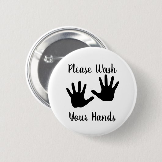 Was uw handen Pinback Button Pin (Voorkant /achterkant)
