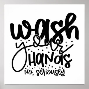 Was uw handen Poster voor de wand van de Bathroom