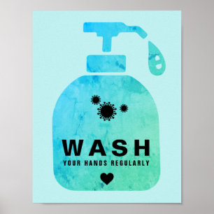 Was uw handen regelmatig Virus pictogram Poster