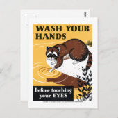  Was uw handen Wasbeer Poster Briefkaart (Voorkant / Achterkant)