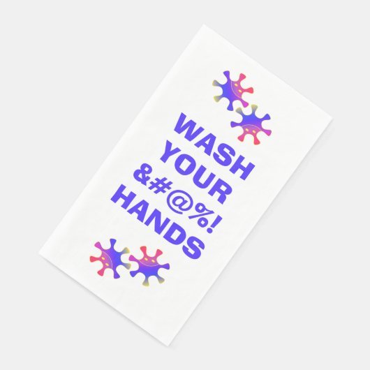 Was uw kleding &#%! Hands Funny Germ Waarschuwing Servet (Hoek)