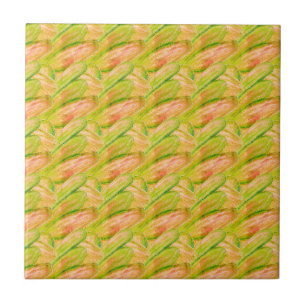 Wasabi Groen Aardse Kunst Abstract Bloem Tegeltje